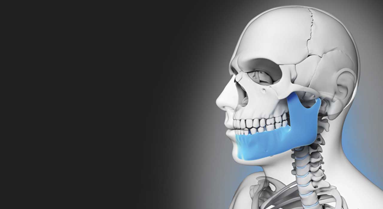 animation of human skull with a blue jaw