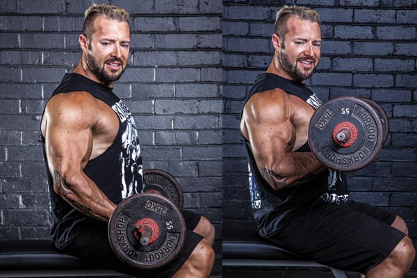 Kris Gethin performing a drag curl