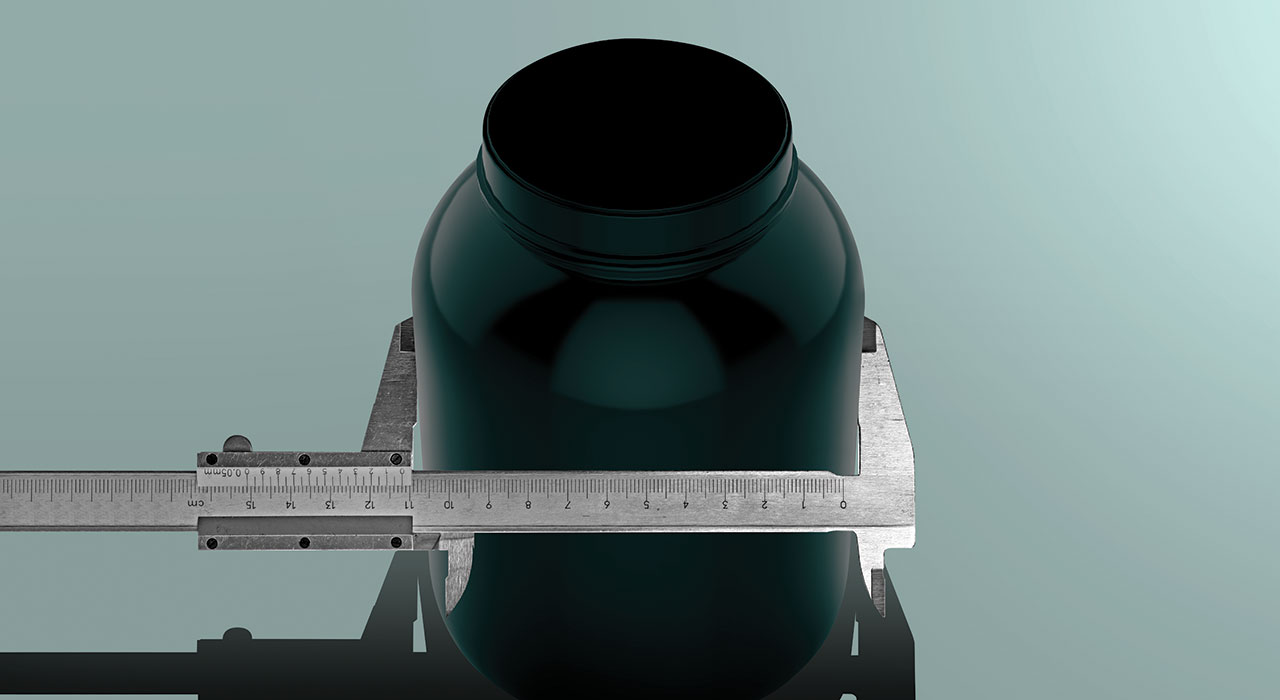supplement tub with a measuring device next to it