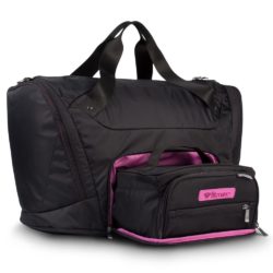black and pink fitmark sport duffel 